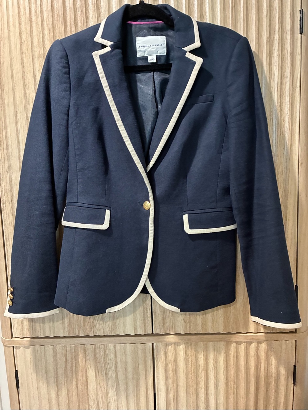 Women’s Banana Republic Navy Blazer with Cream Piping